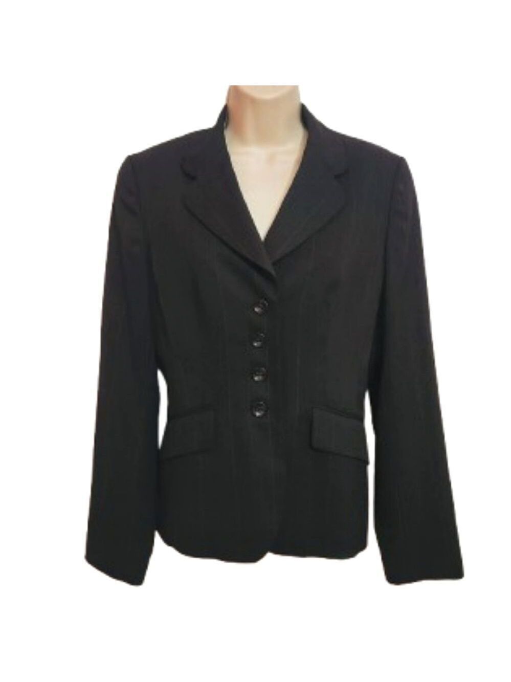 Ann Taylor Pinstripe Blazer Jacket Black Red Size 4